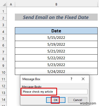 Cách tự động gửi email từ Excel dựa trên ngày