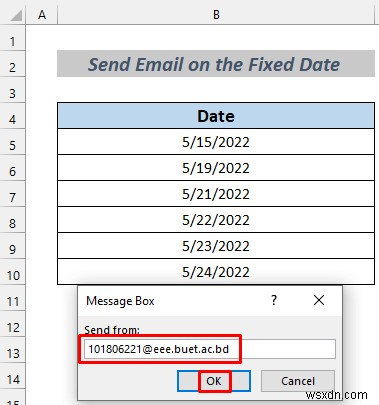 Cách tự động gửi email từ Excel dựa trên ngày