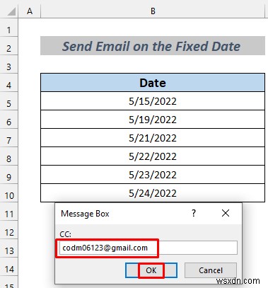 Cách tự động gửi email từ Excel dựa trên ngày