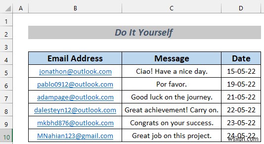 Cách tự động gửi email từ Excel dựa trên ngày