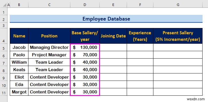 Cách tạo cơ sở dữ liệu nhân viên trong Excel (với các bước đơn giản)