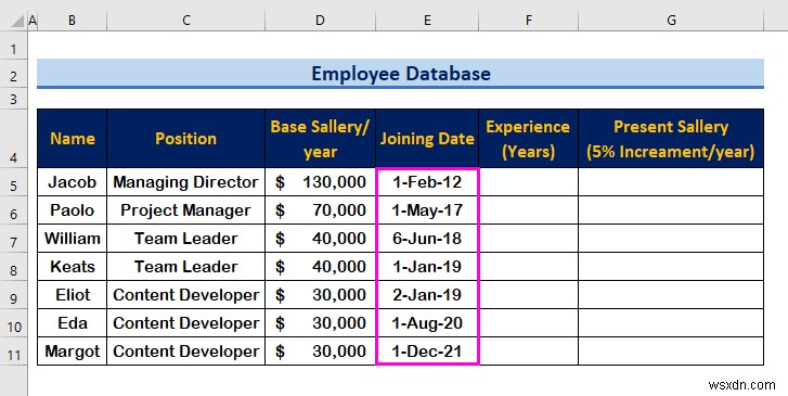 Cách tạo cơ sở dữ liệu nhân viên trong Excel (với các bước đơn giản)