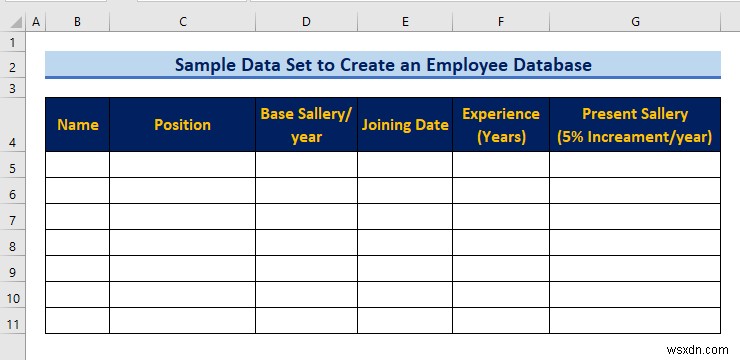 Cách tạo cơ sở dữ liệu nhân viên trong Excel (với các bước đơn giản)
