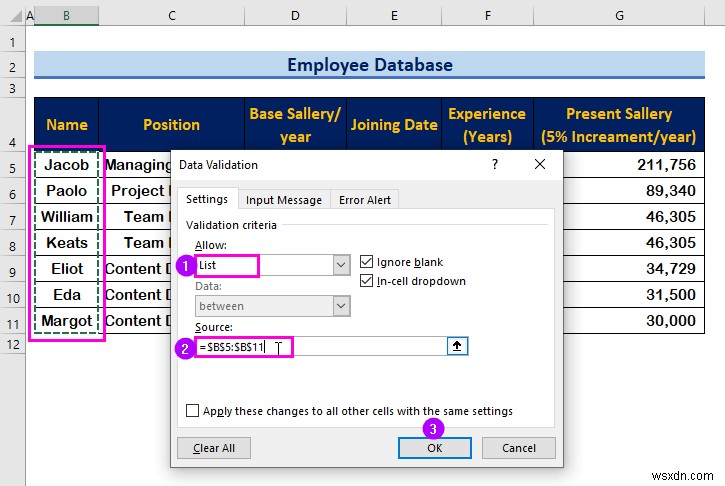 Cách tạo cơ sở dữ liệu nhân viên trong Excel (với các bước đơn giản)