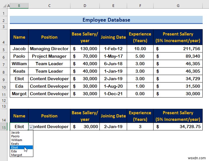 Cách tạo cơ sở dữ liệu nhân viên trong Excel (với các bước đơn giản)