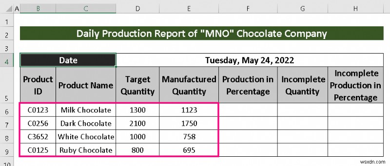 Cách tạo báo cáo sản xuất trong Excel (2 biến thể phổ biến)