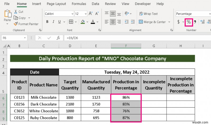 Cách tạo báo cáo sản xuất trong Excel (2 biến thể phổ biến)