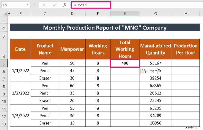 Cách tạo báo cáo sản xuất trong Excel (2 biến thể phổ biến)