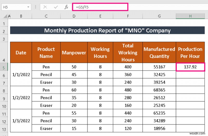 Cách tạo báo cáo sản xuất trong Excel (2 biến thể phổ biến)