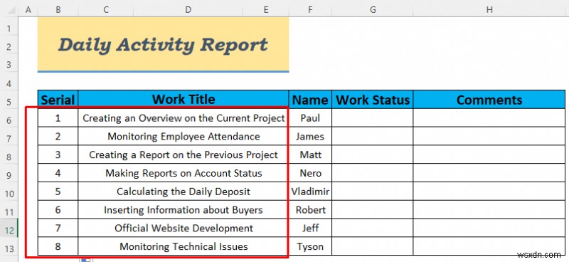 Cách tạo báo cáo hoạt động hàng ngày trong Excel (5 ví dụ dễ hiểu)