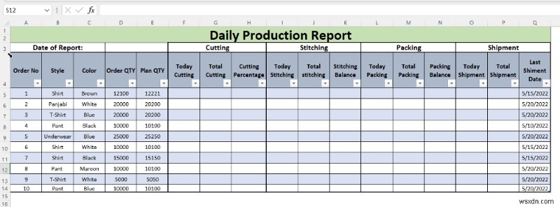 Cách lập báo cáo sản xuất hàng ngày trong Excel (Tải xuống mẫu miễn phí)