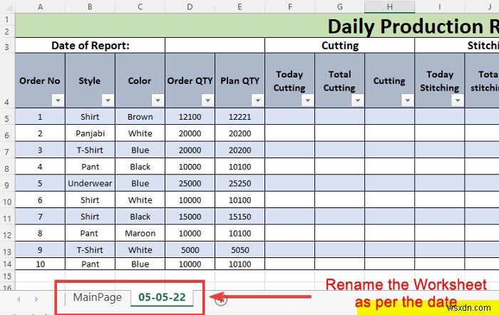 Cách lập báo cáo sản xuất hàng ngày trong Excel (Tải xuống mẫu miễn phí)