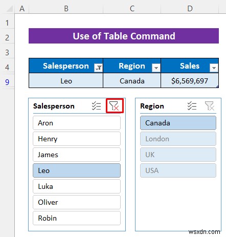 Cách chèn Slicer mà không có Pivot Table trong Excel