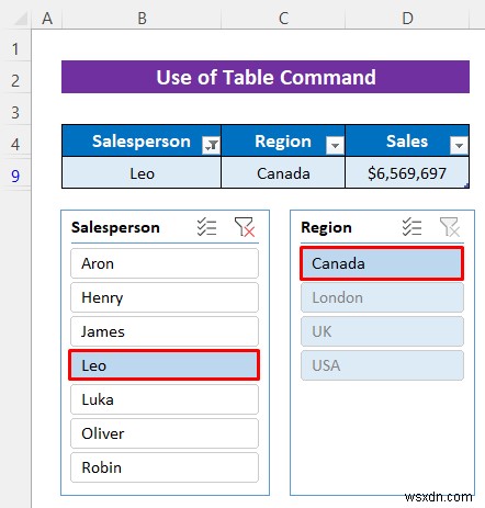 Cách chèn Slicer mà không có Pivot Table trong Excel