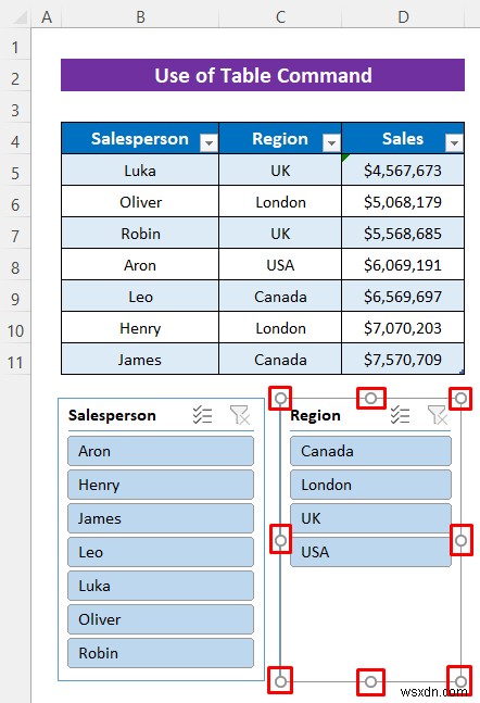 Cách chèn Slicer mà không có Pivot Table trong Excel