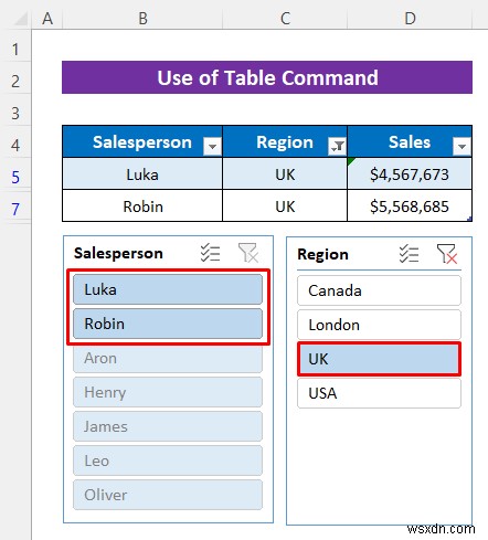 Cách chèn Slicer mà không có Pivot Table trong Excel