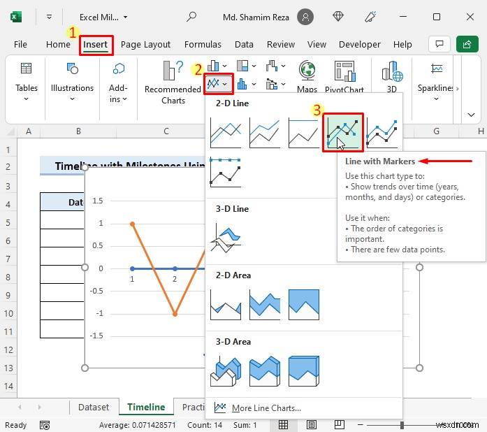 Tạo Dòng thời gian trong Excel với Các mốc quan trọng (Với các bước đơn giản)