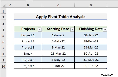 Cách tạo Dòng thời gian với Ngày trong Excel (4 Cách dễ dàng)