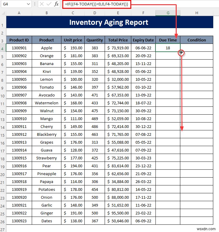 Cách tạo báo cáo tuổi tồn kho trong Excel (Nguyên tắc từng bước)