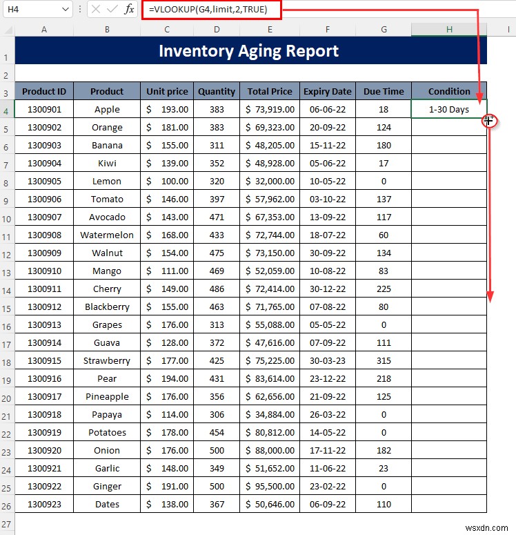 Cách tạo báo cáo tuổi tồn kho trong Excel (Nguyên tắc từng bước)