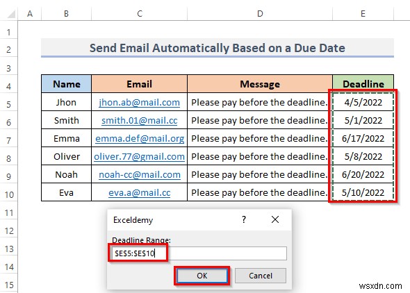 Cách gửi email tự động khi có điều kiện trong Excel