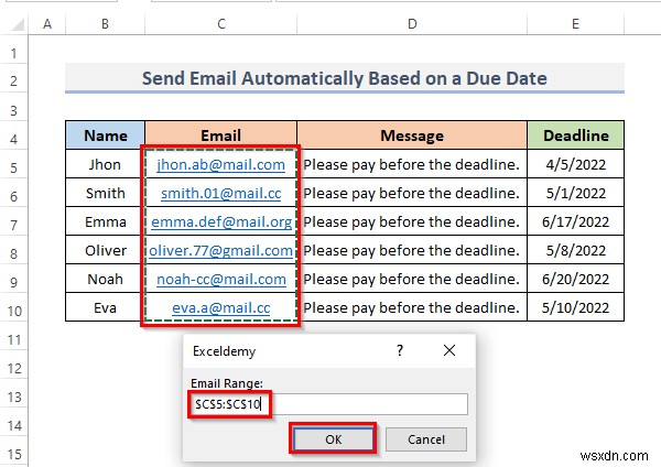 Cách gửi email tự động khi có điều kiện trong Excel