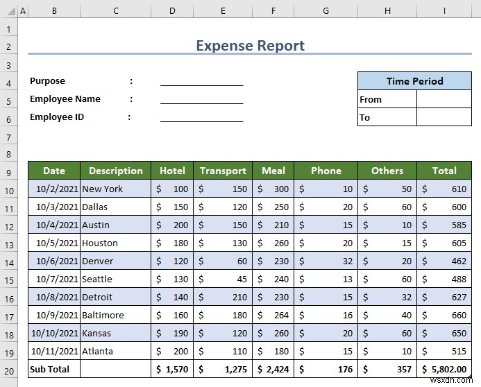 Cách tạo báo cáo chi phí trong Excel (Với các bước dễ dàng)