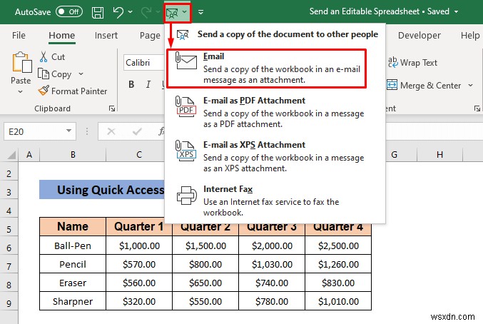 Cách gửi bảng tính Excel có thể chỉnh sửa qua email (3 phương pháp nhanh)