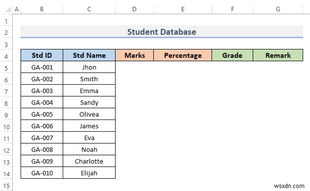 Cách tạo cơ sở dữ liệu sinh viên trong Excel (Với các bước đơn giản)