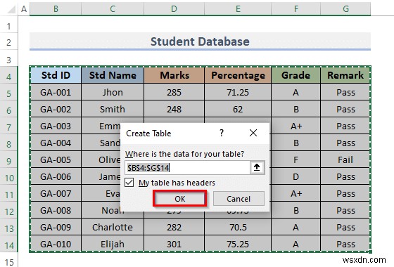 Cách tạo cơ sở dữ liệu sinh viên trong Excel (Với các bước đơn giản)