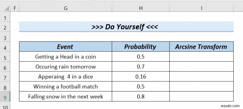 Cách Arcsine chuyển đổi dữ liệu trong Excel (4 phương pháp tiện dụng)