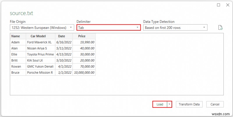 Sự khác biệt giữa tải và chuyển đổi dữ liệu trong Excel