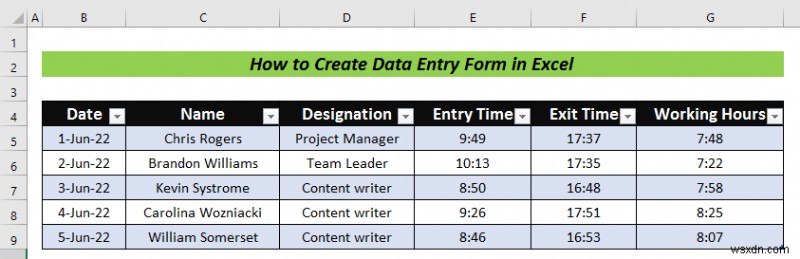 Cách tạo biểu mẫu nhập dữ liệu trong Excel (Từng bước)