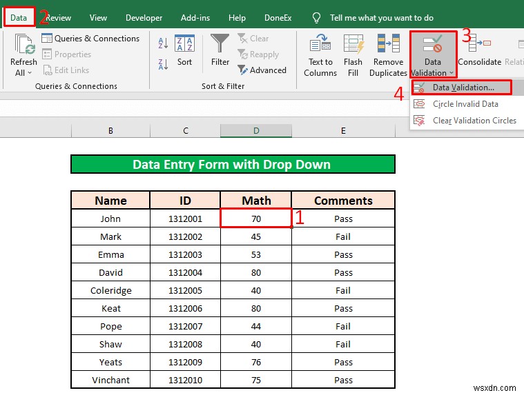 Cách tạo biểu mẫu nhập dữ liệu với danh sách thả xuống trong Excel (2 phương pháp)