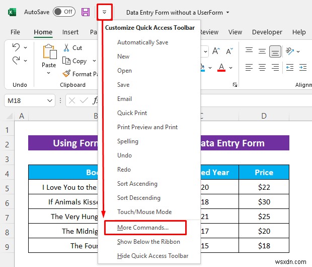 Cách tạo biểu mẫu nhập dữ liệu Excel mà không có UserForm