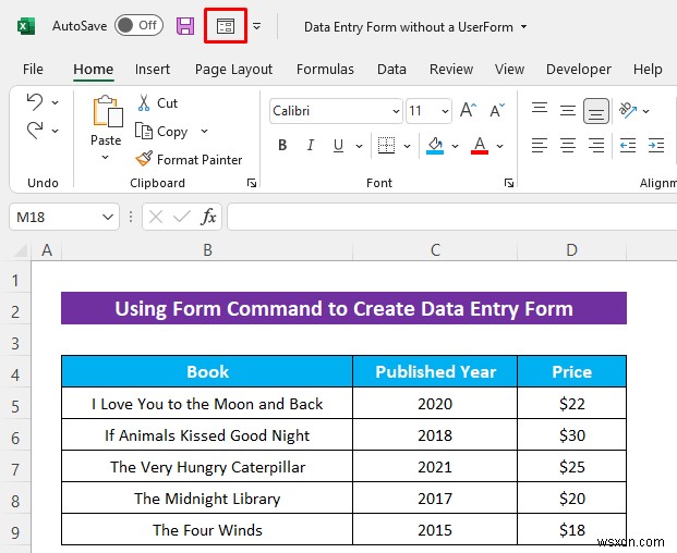 Cách tạo biểu mẫu nhập dữ liệu Excel mà không có UserForm