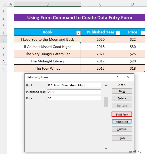 Cách tạo biểu mẫu nhập dữ liệu Excel mà không có UserForm