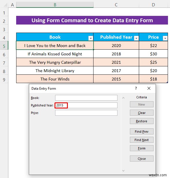 Cách tạo biểu mẫu nhập dữ liệu Excel mà không có UserForm