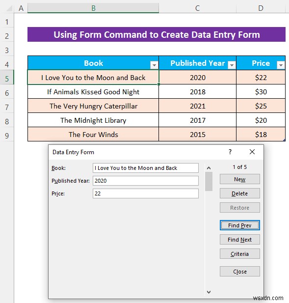 Cách tạo biểu mẫu nhập dữ liệu Excel mà không có UserForm