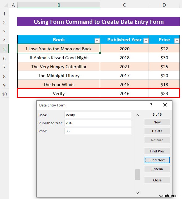 Cách tạo biểu mẫu nhập dữ liệu Excel mà không có UserForm