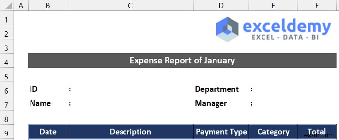 Cách lập báo cáo chi phí hàng tháng trong Excel (với các bước nhanh)