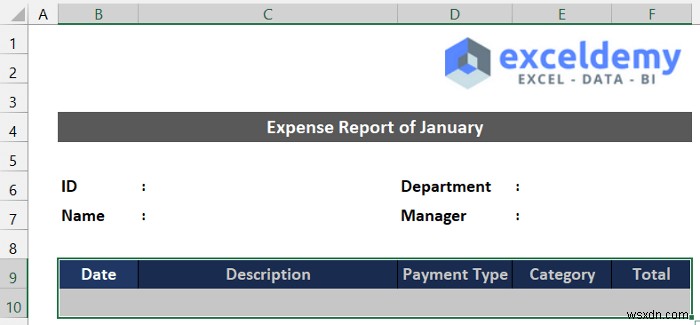 Cách lập báo cáo chi phí hàng tháng trong Excel (với các bước nhanh)