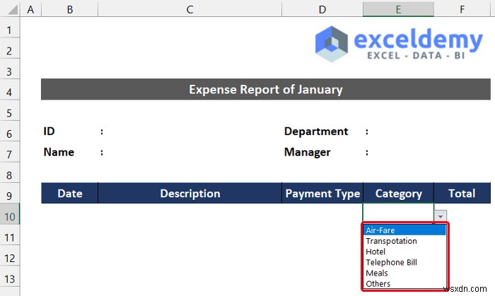 Cách lập báo cáo chi phí hàng tháng trong Excel (với các bước nhanh)