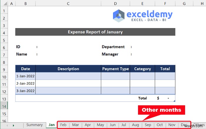 Cách lập báo cáo chi phí hàng tháng trong Excel (với các bước nhanh)