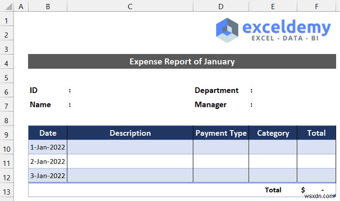 Cách lập báo cáo chi phí hàng tháng trong Excel (với các bước nhanh)