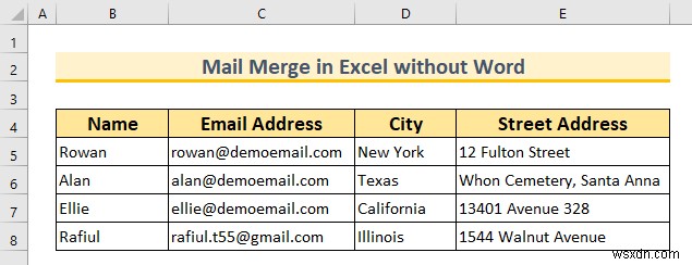 Kết hợp thư trong Excel mà không cần Word (2 cách phù hợp)