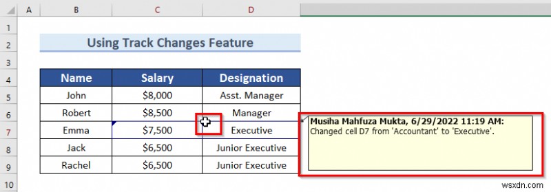 Cách xem ai đã thực hiện thay đổi trong Excel (6 phương pháp dễ dàng)