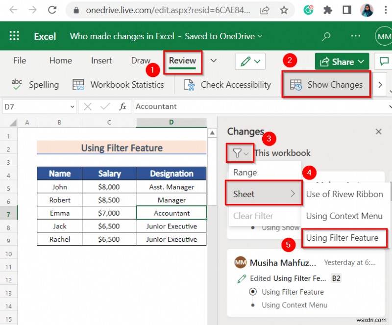 Cách xem ai đã thực hiện thay đổi trong Excel (6 phương pháp dễ dàng)