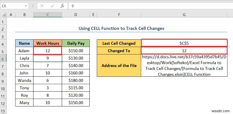 Cách sử dụng công thức để theo dõi thay đổi ô trong Excel (với các bước đơn giản)