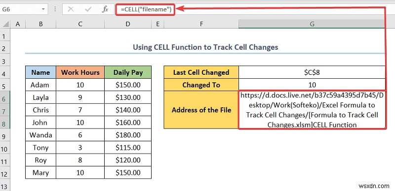 Cách sử dụng công thức để theo dõi thay đổi ô trong Excel (với các bước đơn giản)